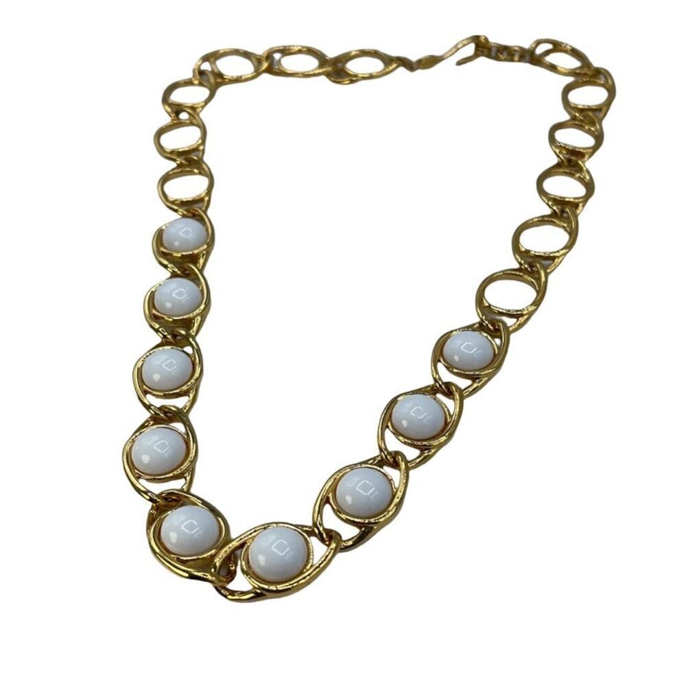 Vintage Napier gold and white chain link necklace.